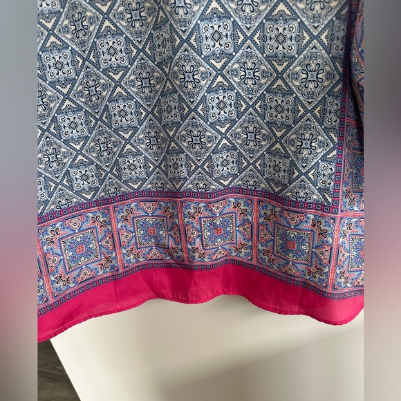 ❤️ Zara Beautiful Kimono Style Blue and Pink Patterned Top Medium Like New - Picture 5 of 5
